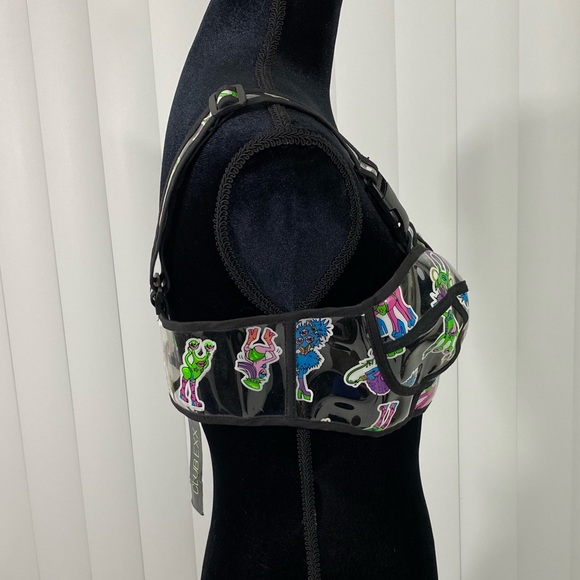 CLUB EXX Electro Terrestrial UV Monster Sticker Clear PVC Bra Crop Top Clear L - Picture 4 of 11